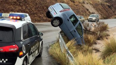 Photo of Espectacular accidente de tráfico en una carretera de La Ñora