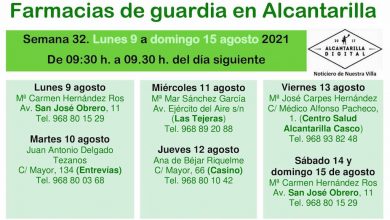 Photo of Farmacias de guardia en Alcantarilla del lunes 9 al domingo 15 de agosto