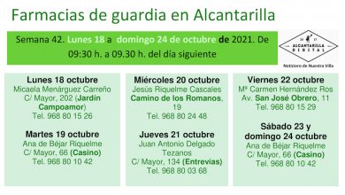 Photo of Farmacias de guardia en Alcantarilla del lunes 18 al domingo 24 de octubre