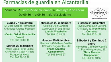 Photo of Farmacias de guardia en Alcantarilla desde el lunes 27 de diciembre hasta el domingo 2 de enero