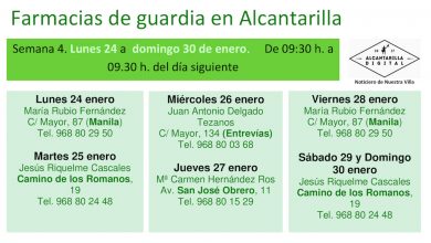 Photo of Farmacias de guardia en Alcantarilla del lunes 24 al domingo 30 de enero