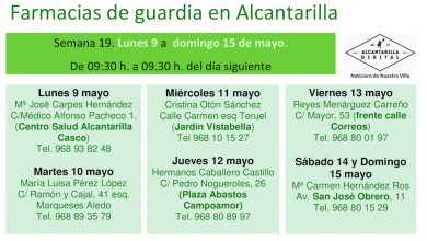 Photo of Farmacias de guardia en Alcantarilla del lunes 9 al domingo 15 de mayo