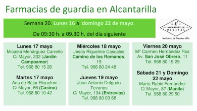 Photo of Farmacias de guardia en Alcantarilla del lunes 16 al domingo 22 de mayo