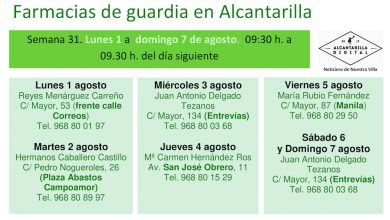 Photo of Farmacias de guardia en Alcantarilla del lunes 1 al domingo 7 de agosto