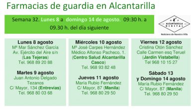 Photo of Farmacias de guardia en Alcantarilla del lunes 8 al domingo 14 de agosto