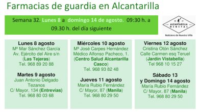 Photo of Farmacias de guardia en Alcantarilla del lunes 8 al domingo 14 de agosto