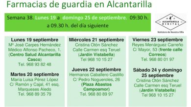 Photo of Farmacias de guardia en Alcantarilla del lunes 19 al domingo 25 de sepitembre