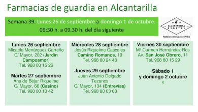 Photo of Farmacias de guardia en Alcantarilla del lunes 26 al viernes 30 de septiembre