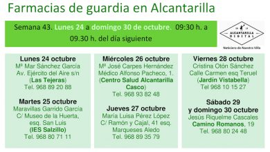 Photo of Farmacias de guardia en Alcantarilla del lunes 24 al domingo 30 de octubre