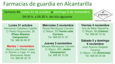 Photo of Farmacias de guardia en Alcantarilla del lunes 31 de octubre al domingo 6 de noviembre