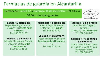Photo of Farmacias de guardia en Alcantarilla del lunes 12 al domingo 18 de diciembre