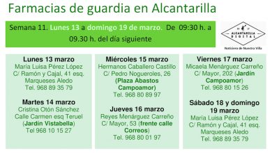 Photo of Farmacias de guardia en Alcantarilla del lunes 13 al domingo 19 de marzo