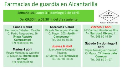 Photo of Farmacias de guardia en Alcantarilla del lunes 3 al domingo 9 de abril