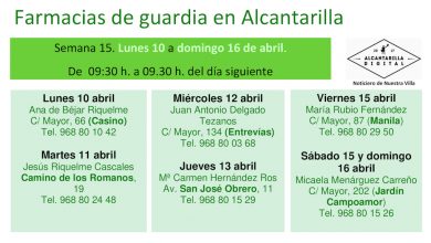 Photo of Farmacias de guardia en Alcantarilla del lunes 10 al domingo 16 de abril