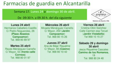 Photo of Farmacias de guardia en Alcantarilla del lunes 24 al domingo 30 abril