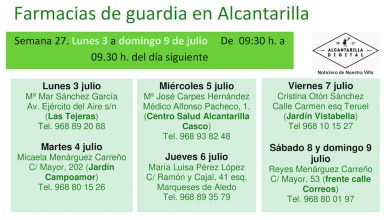 Photo of Farmacias de guardia en Alcantarilla del lunes 3 al domingo 9 de julio