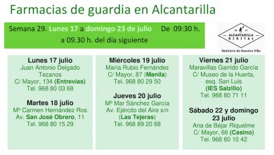 Photo of Farmacias de guardia en Alcantarilla del lunes 17 al domingo 23 de julio