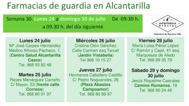 Photo of Farmacias de guardia en Alcantarilla del lunes 24 al domingo 30 de julio