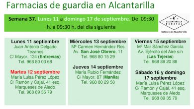 Photo of Farmacias de guardia en Alcantarilla del lunes 11 al domingo 17 de septiembre