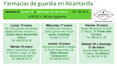 Photo of Farmacias de guardia en Alcantarilla del lunes 15 al domingo 21 de enero