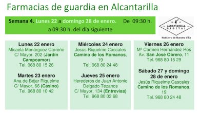 Photo of Farmacias de guardia en Alcantarilla del lunes 22 al domingo 28 de enero