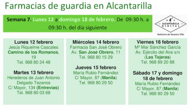 Photo of Farmacias de guardia en Alcantarilla del lunes 12 al domingo 18 de febrero