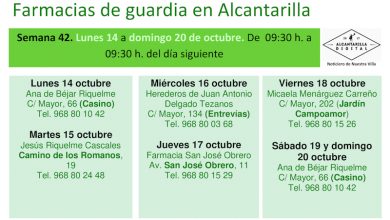 Photo of Farmacias de guardia en Alcantarilla del lunes 13 al domingo 20 de octubre